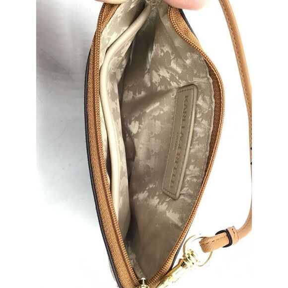 Karl Lagerfeld Paris Textured Faux Leather Wristlet Gold Tone Logo NIB - Picture 9 of 9